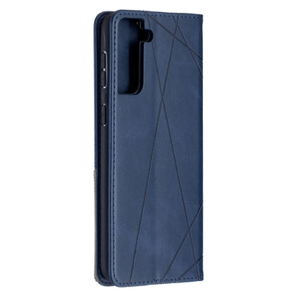 For Samsung Galaxy S21+ 5G Rhombus Texture Horizontal Flip Magnetic Leather Case with Holder & Card Slots(Blue) - Galaxy S21+ 5G Cases by buy2fix | Online Shopping UK | buy2fix
