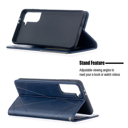 For Samsung Galaxy S21+ 5G Rhombus Texture Horizontal Flip Magnetic Leather Case with Holder & Card Slots(Blue) - Galaxy S21+ 5G Cases by buy2fix | Online Shopping UK | buy2fix