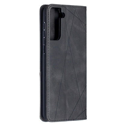 For Samsung Galaxy S21+ 5G Rhombus Texture Horizontal Flip Magnetic Leather Case with Holder & Card Slots(Black) - Galaxy S21+ 5G Cases by buy2fix | Online Shopping UK | buy2fix
