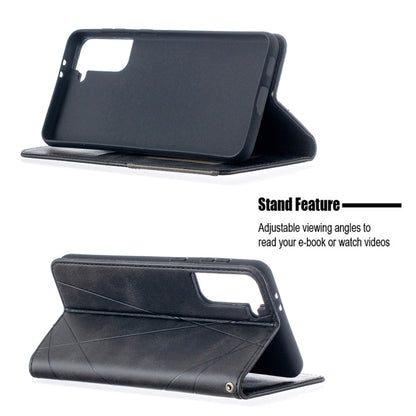 For Samsung Galaxy S21+ 5G Rhombus Texture Horizontal Flip Magnetic Leather Case with Holder & Card Slots(Black) - Galaxy S21+ 5G Cases by buy2fix | Online Shopping UK | buy2fix