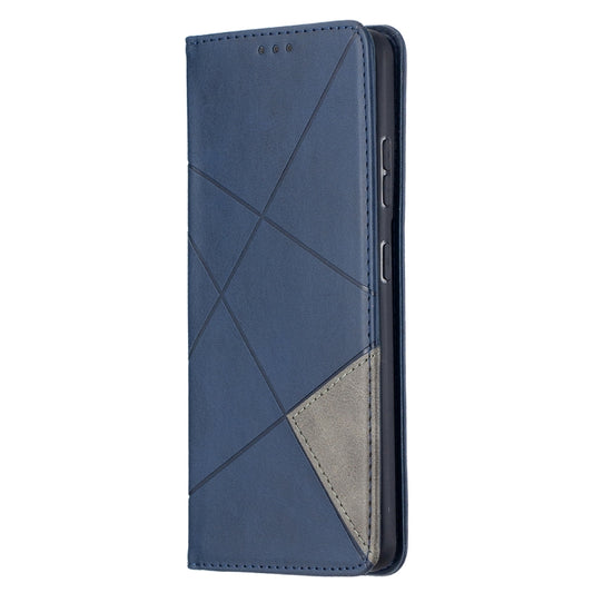 For Samsung Galaxy S21 Ultra 5G Rhombus Texture Horizontal Flip Magnetic Leather Case with Holder & Card Slots(Blue) - Galaxy S21 Ultra 5G Cases by buy2fix | Online Shopping UK | buy2fix