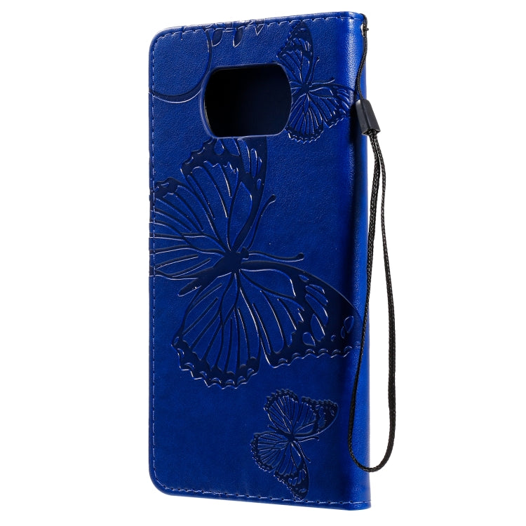 For Xiaomi Poco X3 NFC 3D Butterflies Embossing Pattern Horizontal Flip Leather Case with Holder & Card Slot & Wallet(Blue) - Xiaomi Cases by buy2fix | Online Shopping UK | buy2fix