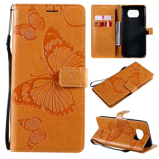 For Xiaomi Poco X3 NFC 3D Butterflies Embossing Pattern Horizontal Flip Leather Case with Holder & Card Slot & Wallet(Yellow) - Xiaomi Cases by buy2fix | Online Shopping UK | buy2fix