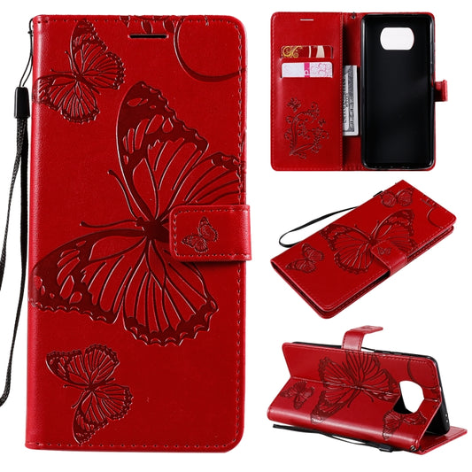 For Xiaomi Poco X3 NFC 3D Butterflies Embossing Pattern Horizontal Flip Leather Case with Holder & Card Slot & Wallet(Red) - Xiaomi Cases by buy2fix | Online Shopping UK | buy2fix