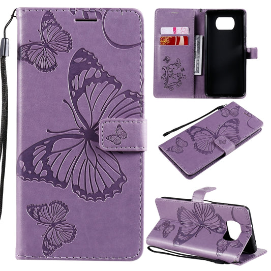 For Xiaomi Poco X3 NFC 3D Butterflies Embossing Pattern Horizontal Flip Leather Case with Holder & Card Slot & Wallet(Purple) - Xiaomi Cases by buy2fix | Online Shopping UK | buy2fix