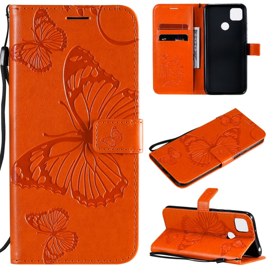 For Xiaomi Redmi 9C 3D Butterflies Embossing Pattern Horizontal Flip Leather Case with Holder & Card Slot & Wallet(Orange) - Xiaomi Cases by buy2fix | Online Shopping UK | buy2fix