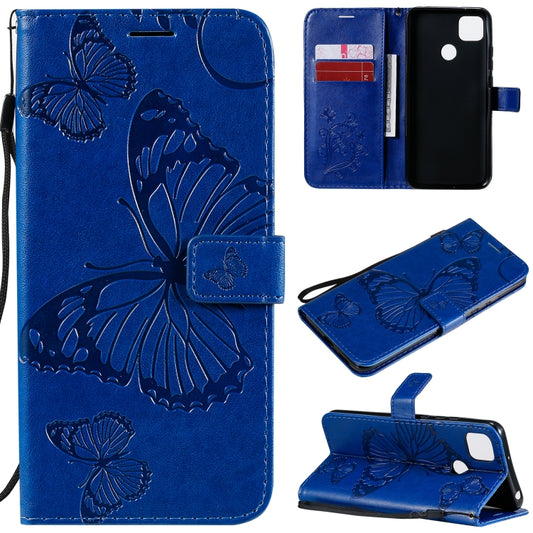 For Xiaomi Redmi 9C 3D Butterflies Embossing Pattern Horizontal Flip Leather Case with Holder & Card Slot & Wallet(Blue) - Xiaomi Cases by buy2fix | Online Shopping UK | buy2fix