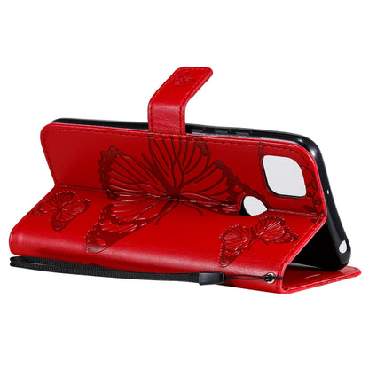 For Xiaomi Redmi 9C 3D Butterflies Embossing Pattern Horizontal Flip Leather Case with Holder & Card Slot & Wallet(Red) - Xiaomi Cases by buy2fix | Online Shopping UK | buy2fix