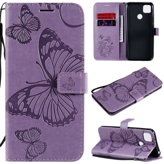 For Xiaomi Redmi 9C 3D Butterflies Embossing Pattern Horizontal Flip Leather Case with Holder & Card Slot & Wallet(Purple) - Xiaomi Cases by buy2fix | Online Shopping UK | buy2fix