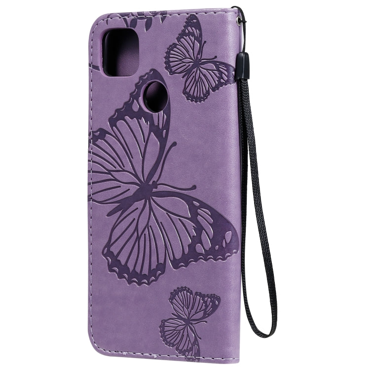 For Xiaomi Redmi 9C 3D Butterflies Embossing Pattern Horizontal Flip Leather Case with Holder & Card Slot & Wallet(Purple) - Xiaomi Cases by buy2fix | Online Shopping UK | buy2fix