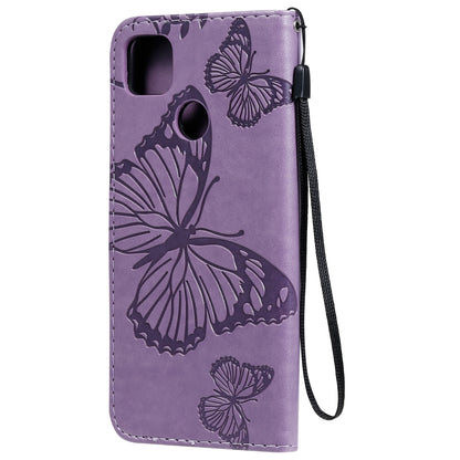 For Xiaomi Redmi 9C 3D Butterflies Embossing Pattern Horizontal Flip Leather Case with Holder & Card Slot & Wallet(Purple) - Xiaomi Cases by buy2fix | Online Shopping UK | buy2fix