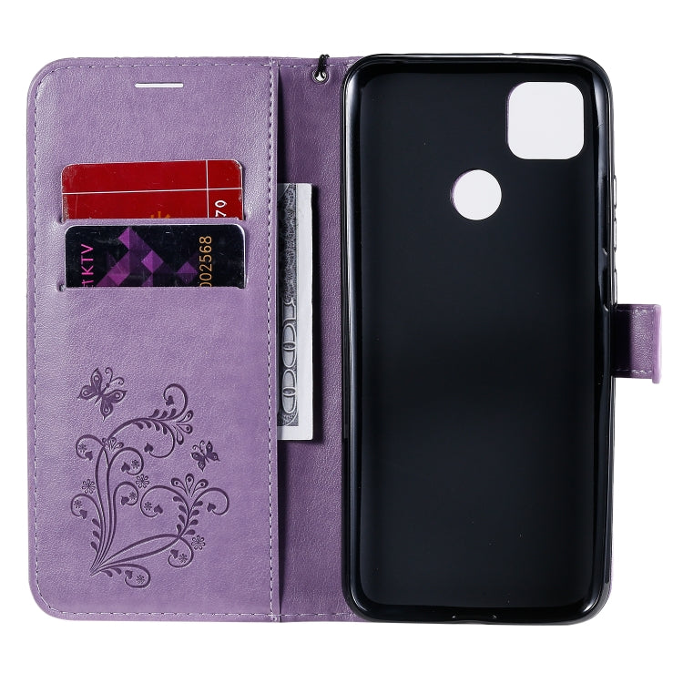 For Xiaomi Redmi 9C 3D Butterflies Embossing Pattern Horizontal Flip Leather Case with Holder & Card Slot & Wallet(Purple) - Xiaomi Cases by buy2fix | Online Shopping UK | buy2fix