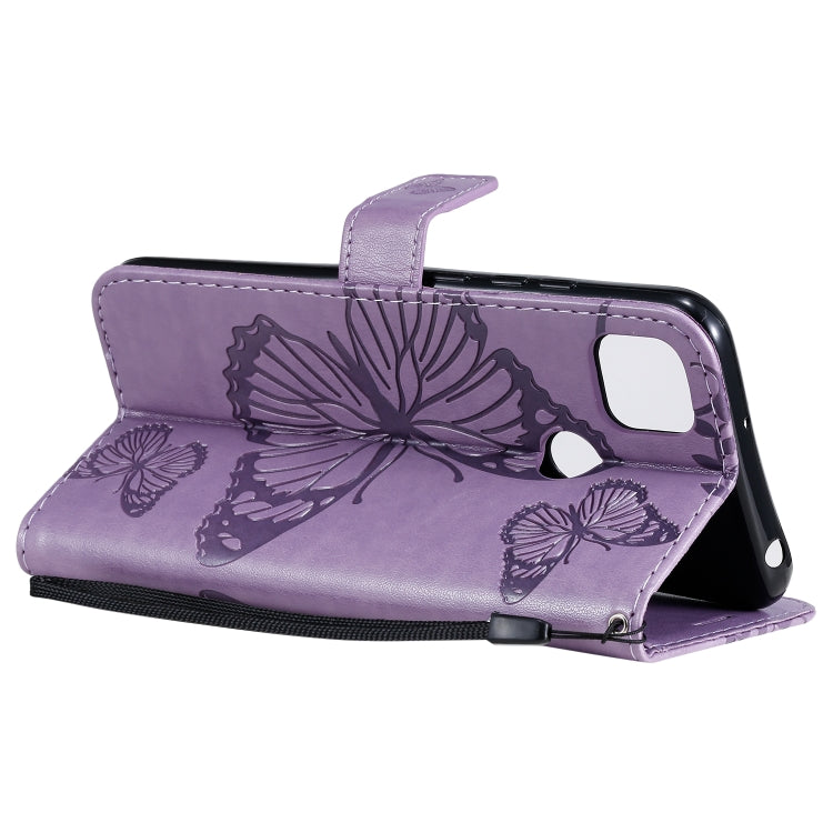 For Xiaomi Redmi 9C 3D Butterflies Embossing Pattern Horizontal Flip Leather Case with Holder & Card Slot & Wallet(Purple) - Xiaomi Cases by buy2fix | Online Shopping UK | buy2fix