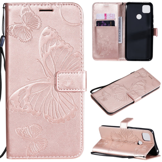 For Xiaomi Redmi 9C 3D Butterflies Embossing Pattern Horizontal Flip Leather Case with Holder & Card Slot & Wallet(Rose Gold) - Xiaomi Cases by buy2fix | Online Shopping UK | buy2fix