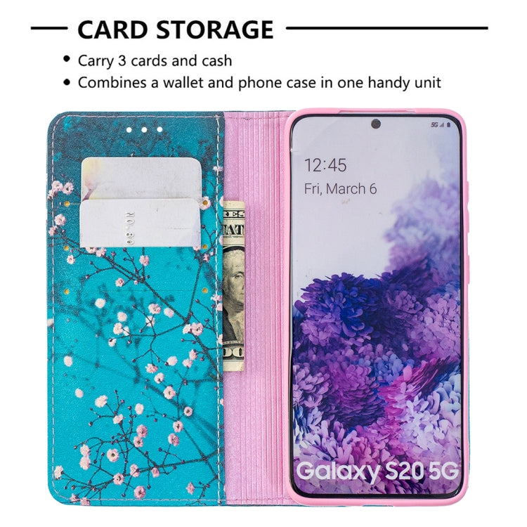 For Samsung Galaxy S20 Colored Drawing Pattern Invisible Magnetic Horizontal Flip PU Leather Case with Holder & Card Slots & Wallet(Plum Blossom) by buy2fix