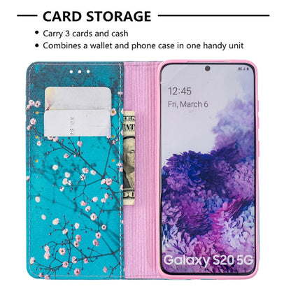 For Samsung Galaxy S20 Colored Drawing Pattern Invisible Magnetic Horizontal Flip PU Leather Case with Holder & Card Slots & Wallet(Plum Blossom) by buy2fix