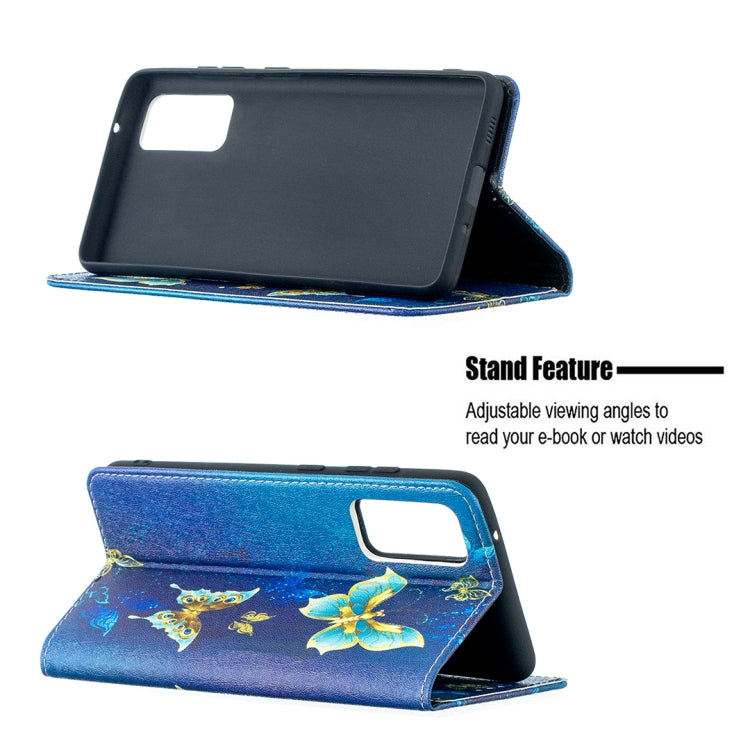 For Samsung Galaxy S20 FE Colored Drawing Pattern Invisible Magnetic Horizontal Flip PU Leather Case with Holder & Card Slots & Wallet(Gold Butterflies) by buy2fix