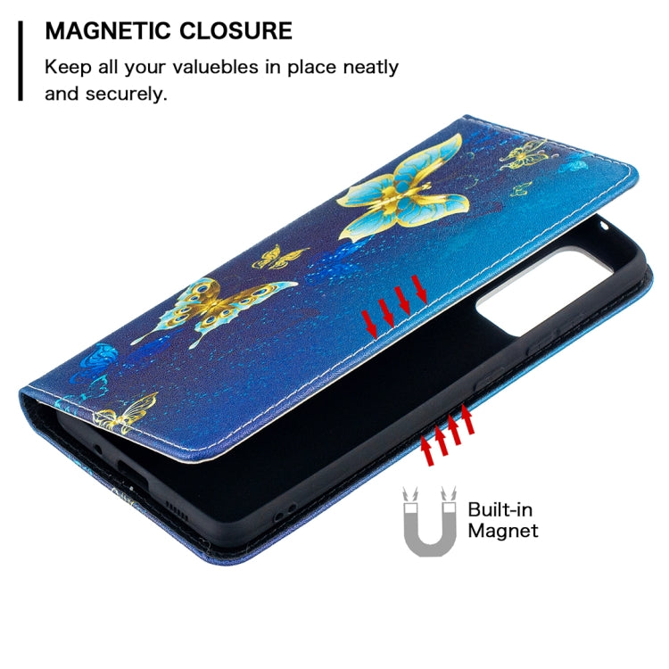 For Samsung Galaxy S20 FE Colored Drawing Pattern Invisible Magnetic Horizontal Flip PU Leather Case with Holder & Card Slots & Wallet(Gold Butterflies) by buy2fix