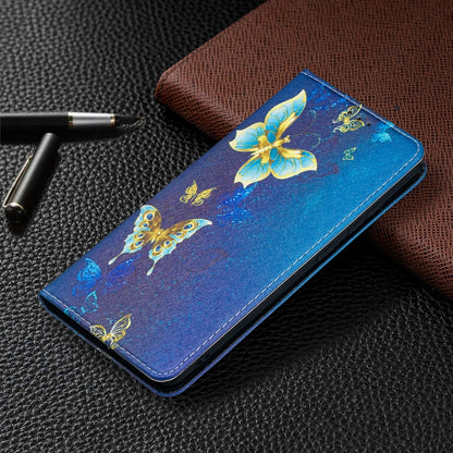 For Samsung Galaxy S20 FE Colored Drawing Pattern Invisible Magnetic Horizontal Flip PU Leather Case with Holder & Card Slots & Wallet(Gold Butterflies) by buy2fix