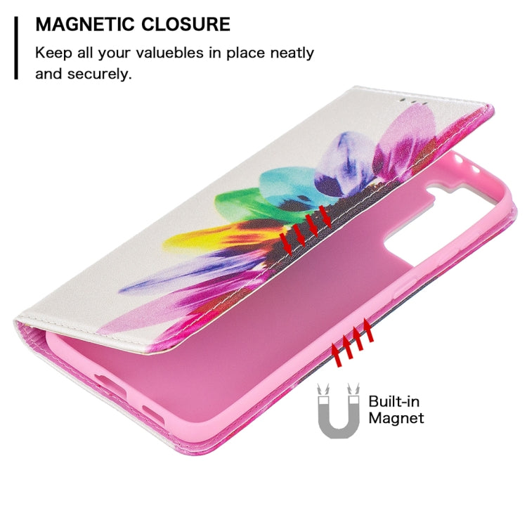 For Samsung Galaxy S21+ 5G Colored Drawing Pattern Invisible Magnetic Horizontal Flip PU Leather Case with Holder & Card Slots & Wallet(Sun Flower) - Galaxy S21+ 5G Cases by buy2fix | Online Shopping UK | buy2fix