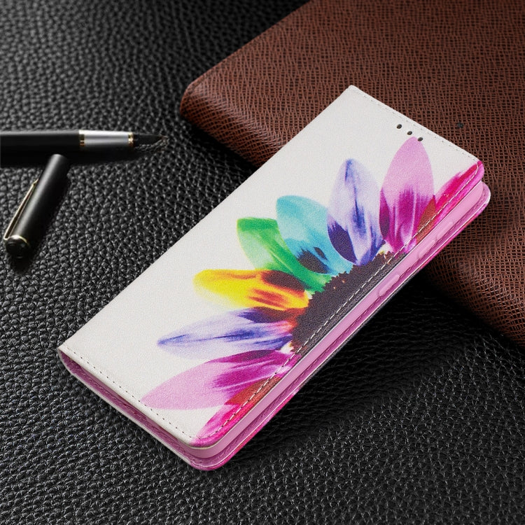 For Samsung Galaxy S21+ 5G Colored Drawing Pattern Invisible Magnetic Horizontal Flip PU Leather Case with Holder & Card Slots & Wallet(Sun Flower) - Galaxy S21+ 5G Cases by buy2fix | Online Shopping UK | buy2fix