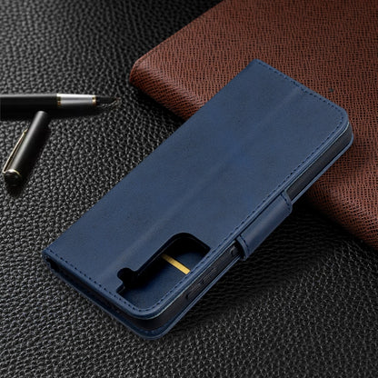 For Samsung Galaxy S21 5G Lambskin Texture Pure Color Horizontal Flip PU Leather Case with Holder & Card Slots & Wallet & Lanyard(Blue) - Galaxy S21 5G Cases by buy2fix | Online Shopping UK | buy2fix