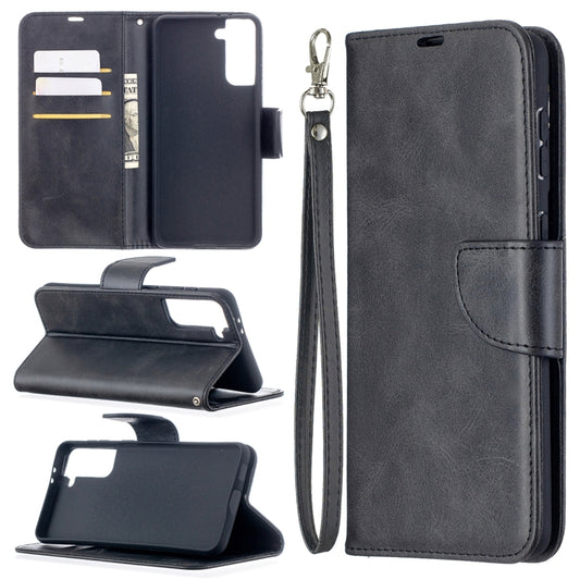 For Samsung Galaxy S21+ 5G Lambskin Texture Pure Color Horizontal Flip PU Leather Case with Holder & Card Slots & Wallet & Lanyard(Black) - Galaxy S21+ 5G Cases by buy2fix | Online Shopping UK | buy2fix