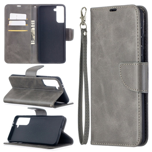 For Samsung Galaxy S21+ 5G Lambskin Texture Pure Color Horizontal Flip PU Leather Case with Holder & Card Slots & Wallet & Lanyard(Grey) - Galaxy S21+ 5G Cases by buy2fix | Online Shopping UK | buy2fix