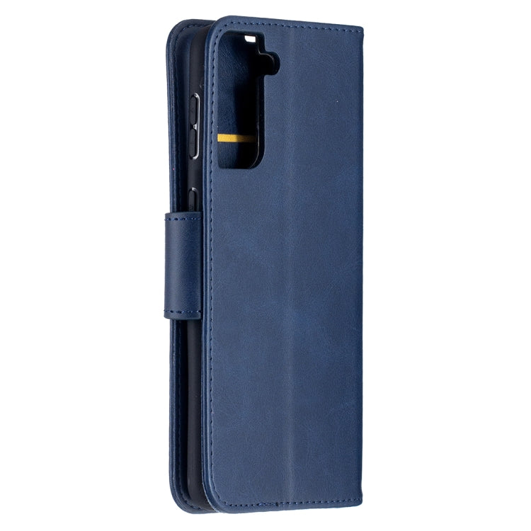 For Samsung Galaxy S21+ 5G Lambskin Texture Pure Color Horizontal Flip PU Leather Case with Holder & Card Slots & Wallet & Lanyard(Blue) - Galaxy S21+ 5G Cases by buy2fix | Online Shopping UK | buy2fix