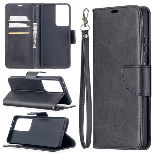 For Samsung Galaxy S21 Ultra 5G Lambskin Texture Pure Color Horizontal Flip PU Leather Case with Holder & Card Slots & Wallet & Lanyard(Black) - Galaxy S21 Ultra 5G Cases by buy2fix | Online Shopping UK | buy2fix
