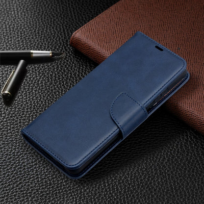 For Samsung Galaxy S21 Ultra 5G Lambskin Texture Pure Color Horizontal Flip PU Leather Case with Holder & Card Slots & Wallet & Lanyard(Blue) - Galaxy S21 Ultra 5G Cases by buy2fix | Online Shopping UK | buy2fix