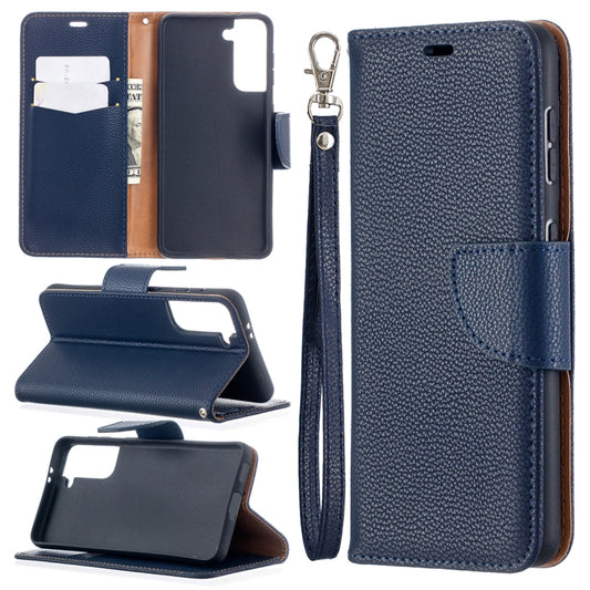 For Samsung Galaxy S21 5G Litchi Texture Pure Color Horizontal Flip Leather Case with Holder & Card Slots & Wallet & Lanyard(Dark Blue) - Galaxy S21 5G Cases by buy2fix | Online Shopping UK | buy2fix