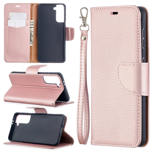 For Samsung Galaxy S21 5G Litchi Texture Pure Color Horizontal Flip Leather Case with Holder & Card Slots & Wallet & Lanyard(Rose Gold) - Galaxy S21 5G Cases by buy2fix | Online Shopping UK | buy2fix