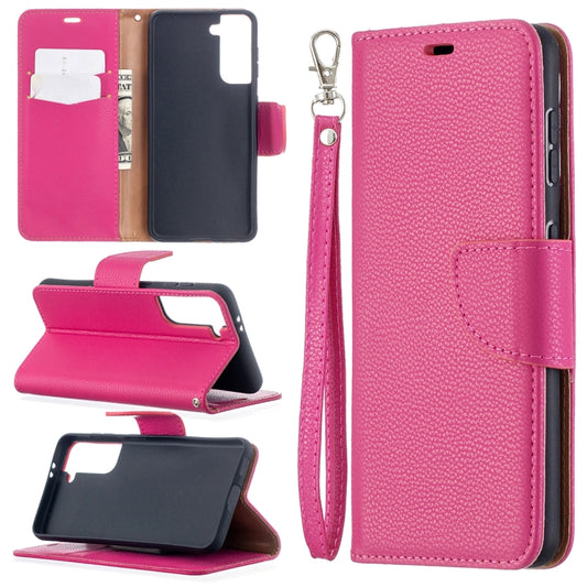 For Samsung Galaxy S21 5G Litchi Texture Pure Color Horizontal Flip Leather Case with Holder & Card Slots & Wallet & Lanyard(Rose Red) - Galaxy S21 5G Cases by buy2fix | Online Shopping UK | buy2fix