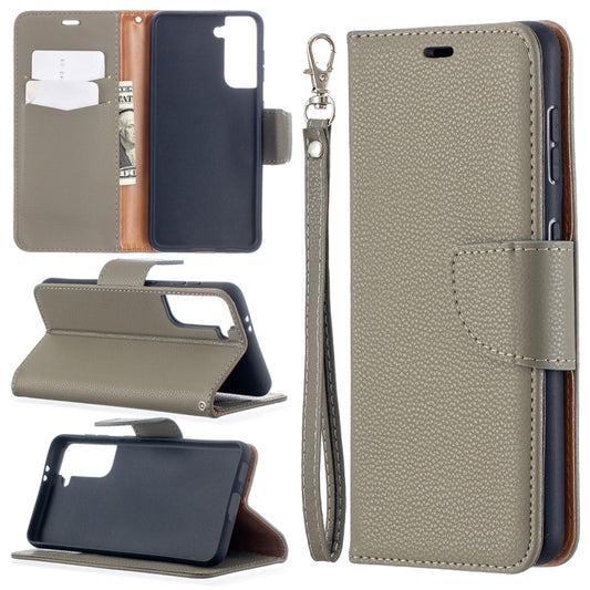 For Samsung Galaxy S21 5G Litchi Texture Pure Color Horizontal Flip Leather Case with Holder & Card Slots & Wallet & Lanyard(Grey) - Galaxy S21 5G Cases by buy2fix | Online Shopping UK | buy2fix