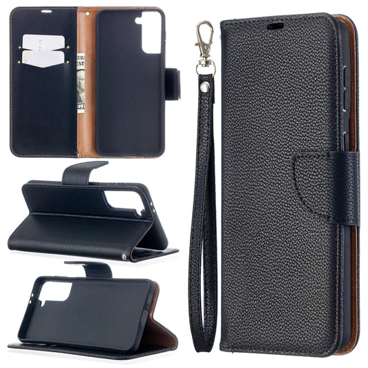 For Samsung Galaxy S21+ 5G Litchi Texture Pure Color Horizontal Flip Leather Case with Holder & Card Slots & Wallet & Lanyard(Black) - Galaxy S21+ 5G Cases by buy2fix | Online Shopping UK | buy2fix