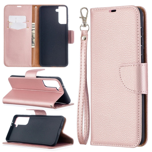 For Samsung Galaxy S21+ 5G Litchi Texture Pure Color Horizontal Flip Leather Case with Holder & Card Slots & Wallet & Lanyard(Rose Gold) - Galaxy S21+ 5G Cases by buy2fix | Online Shopping UK | buy2fix