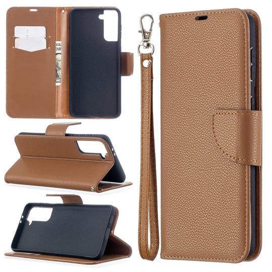 For Samsung Galaxy S21+ 5G Litchi Texture Pure Color Horizontal Flip Leather Case with Holder & Card Slots & Wallet & Lanyard(Brown)
