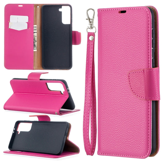 For Samsung Galaxy S21+ 5G Litchi Texture Pure Color Horizontal Flip Leather Case with Holder & Card Slots & Wallet & Lanyard(Rose Red) - Galaxy S21+ 5G Cases by buy2fix | Online Shopping UK | buy2fix