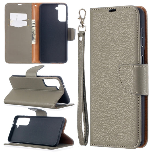 For Samsung Galaxy S21+ 5G Litchi Texture Pure Color Horizontal Flip Leather Case with Holder & Card Slots & Wallet & Lanyard(Grey) - Galaxy S21+ 5G Cases by buy2fix | Online Shopping UK | buy2fix