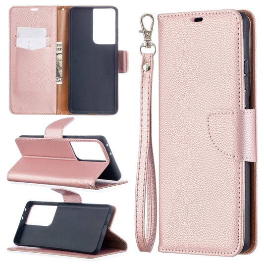 For Samsung Galaxy S21 Ultra 5G Litchi Texture Pure Color Horizontal Flip Leather Case with Holder & Card Slots & Wallet & Lanyard(Rose Gold) - Galaxy S21 Ultra 5G Cases by buy2fix | Online Shopping UK | buy2fix