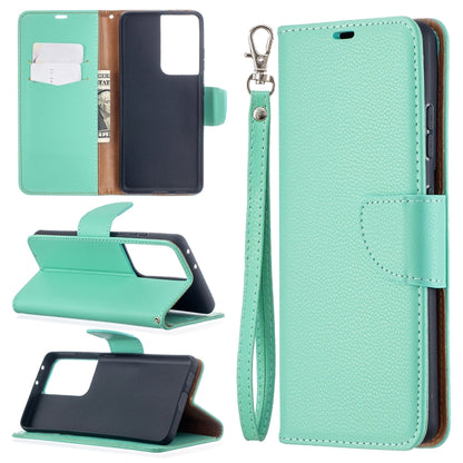 For Samsung Galaxy S21 Ultra 5G Litchi Texture Pure Color Horizontal Flip Leather Case with Holder & Card Slots & Wallet & Lanyard(Green) - Galaxy S21 Ultra 5G Cases by buy2fix | Online Shopping UK | buy2fix