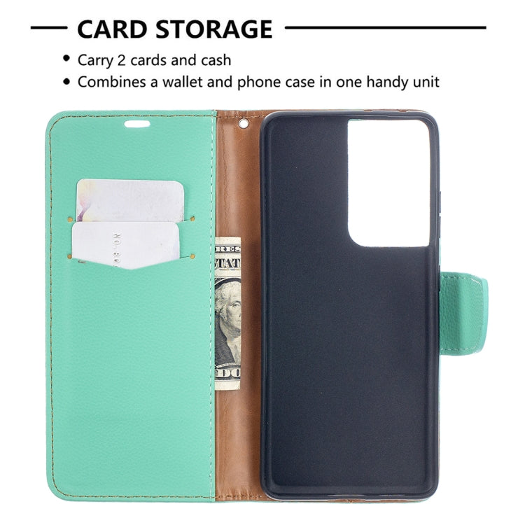 For Samsung Galaxy S21 Ultra 5G Litchi Texture Pure Color Horizontal Flip Leather Case with Holder & Card Slots & Wallet & Lanyard(Green) - Galaxy S21 Ultra 5G Cases by buy2fix | Online Shopping UK | buy2fix
