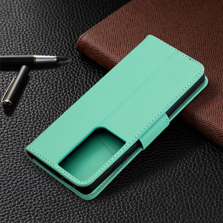 For Samsung Galaxy S21 Ultra 5G Litchi Texture Pure Color Horizontal Flip Leather Case with Holder & Card Slots & Wallet & Lanyard(Green) - Galaxy S21 Ultra 5G Cases by buy2fix | Online Shopping UK | buy2fix