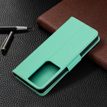For Samsung Galaxy S21 Ultra 5G Litchi Texture Pure Color Horizontal Flip Leather Case with Holder & Card Slots & Wallet & Lanyard(Green) - Galaxy S21 Ultra 5G Cases by buy2fix | Online Shopping UK | buy2fix