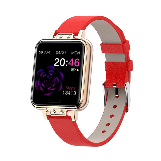 ZL13 1.22 inch Color Screen IP67 Waterproof Smart Watch, Support Sleep Monitor / Heart Rate Monitor / Menstrual Cycle Reminder, Style: Red Leather Strap by buy2fix