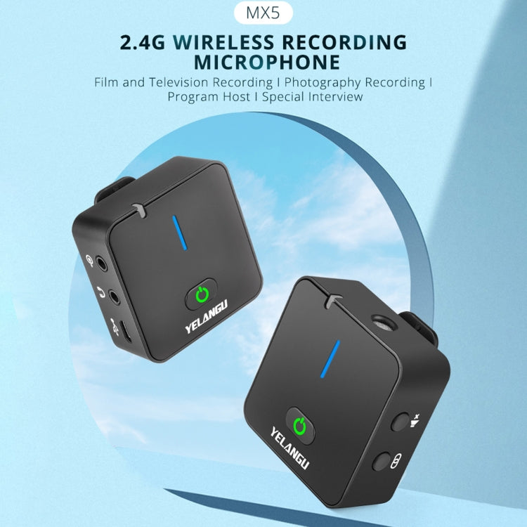 YELANGU MX5 2.4G Live Broadcast Interview Wireless Recording Camera Microphone, 1 Receiver to 1 Transmitter - Microphone by YELANGU | Online Shopping UK | buy2fix