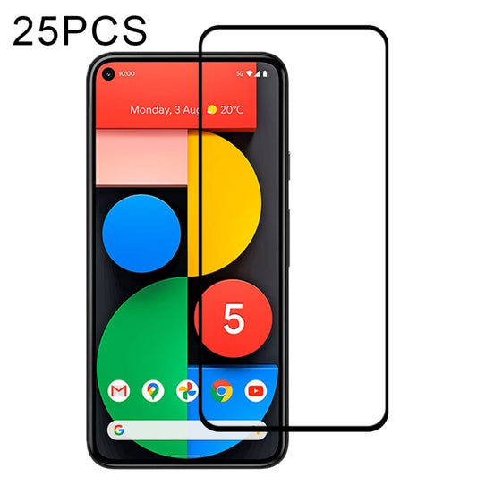 For Google Pixel 5 25 PCS Full Glue Full Screen Tempered Glass Film - Google Tempered Glass by buy2fix | Online Shopping UK | buy2fix