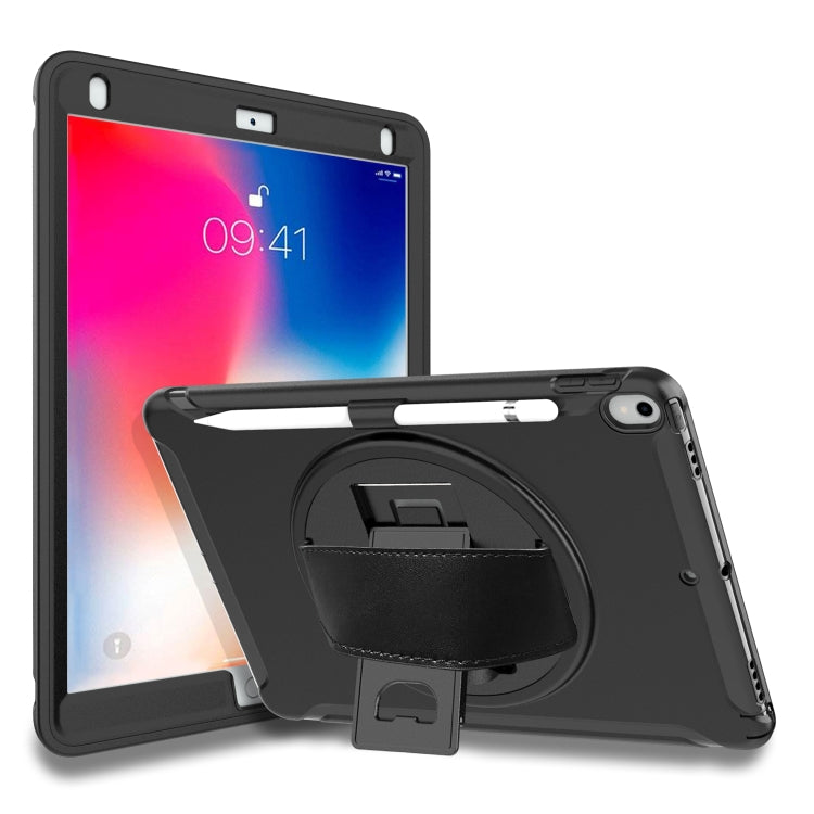 For iPad Pro 10.5 inch 360 Degree Rotation PC+TPU Protective Cover with Holder & Hand Strap(Black) - iPad Pro 10.5 inch Cases by buy2fix | Online Shopping UK | buy2fix