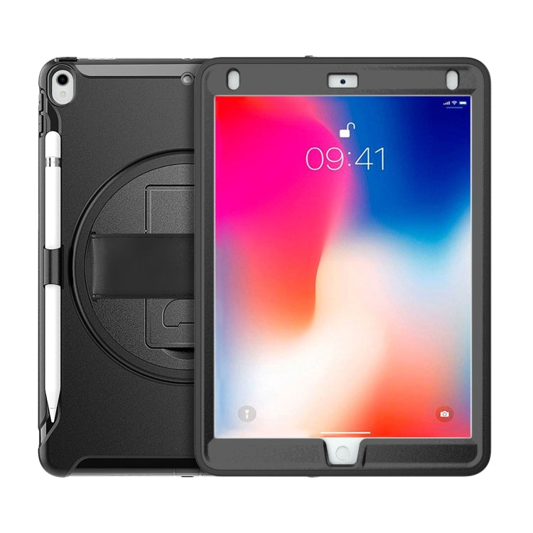 For iPad Pro 10.5 inch 360 Degree Rotation PC+TPU Protective Cover with Holder & Hand Strap(Black) - iPad Pro 10.5 inch Cases by buy2fix | Online Shopping UK | buy2fix